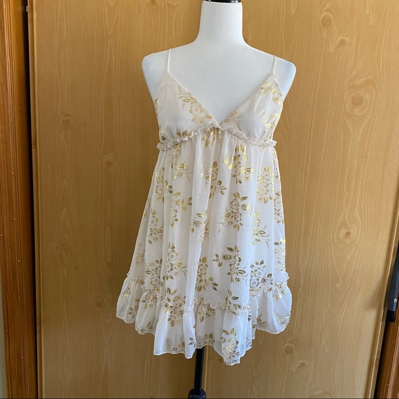 Lucy In The Sky • Rosa Chiffon Day Dress in Ivory and Gold Detailing - Picture 2 of 14